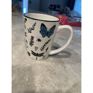 Butterflies & Bugs Coffee Tea Mug 14 Oz Colorful Insects By Signature Housewares
